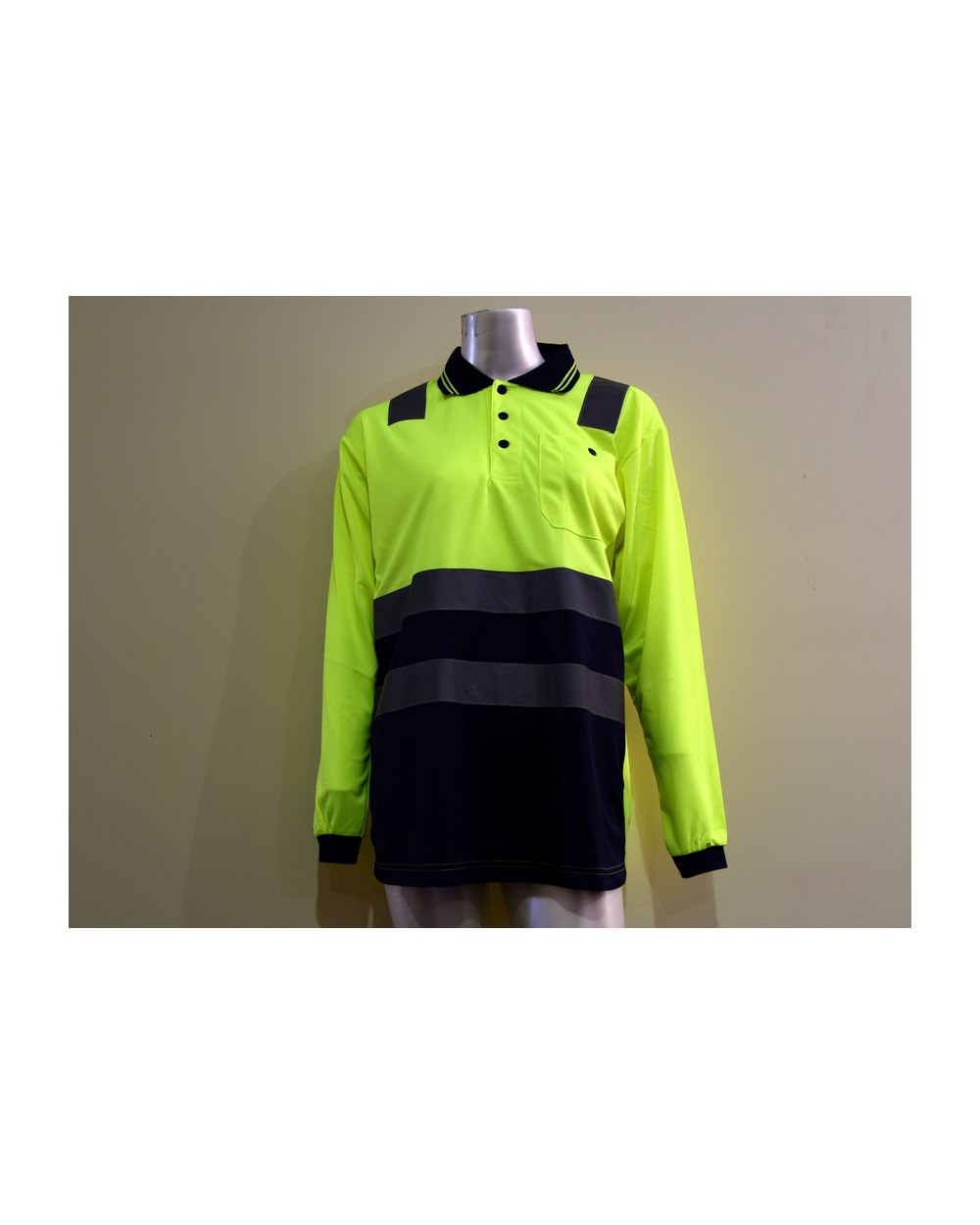 Hi Vis Polo Long Sleeve with Reflective Tape